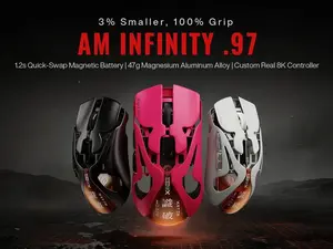 AM Infinity .97 47g Ultralight Wireless Gaming Mouse with Dual 8K Polling, PAW3950 Sensor, 30K DPI, Hot-Swappable Magnetic Battery