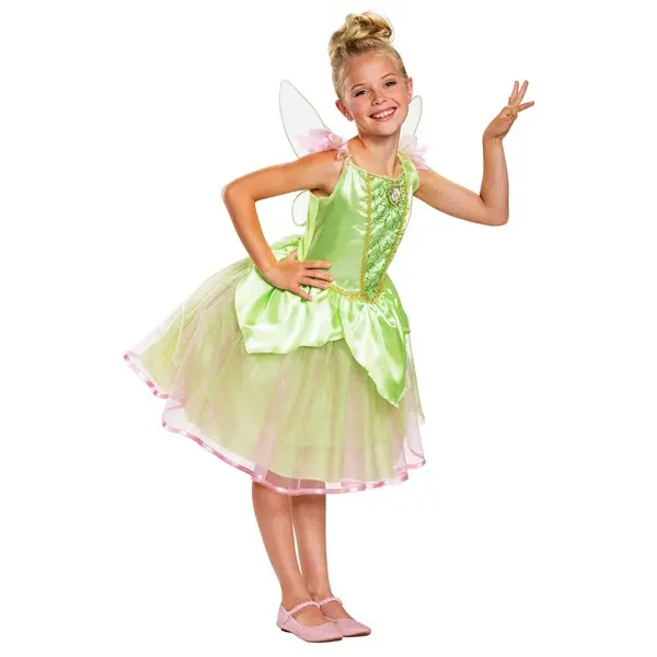 Disney Peter Pan Girl's Tinker Bell Costume, Neverland, Fairy Costumes & Accessories, Glittery Wings