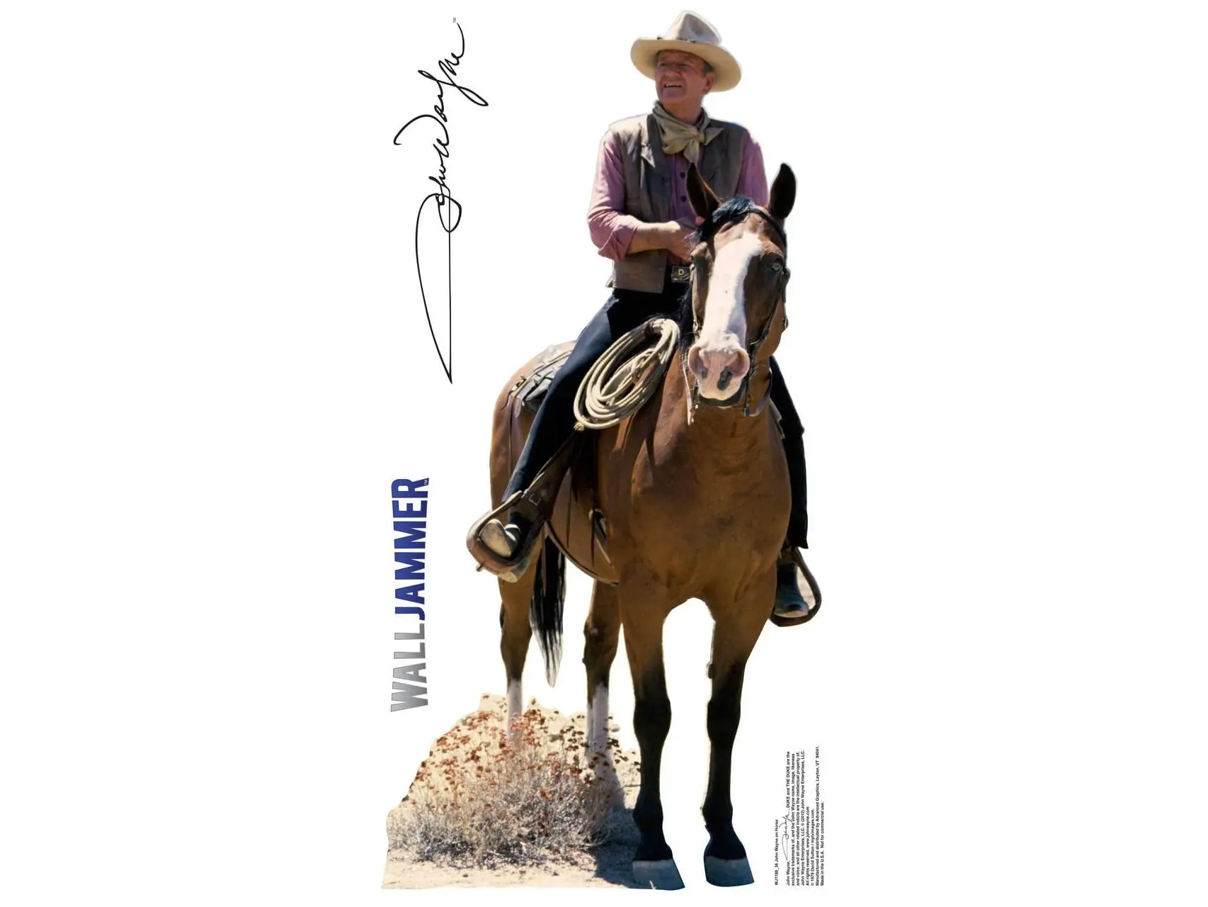 Advanced Graphics WJ1188 Laminated Print Decorative Vinyl Wall Decal Stickers, 24 x 36 in John Wayne Figure Wall Decor for Rooms