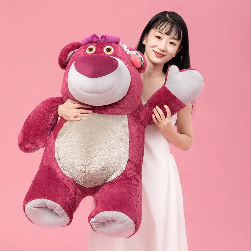 Disney Lotso (Strawberry Bear) Series No.24 Sitting Pose Plush Doll, Soft Adorable Stuffed Anthropomorphic Stuffed Toy, Cute Collectibles, Cute Plush Charm, Ideal Birthday Gift for Women, Holiday Item