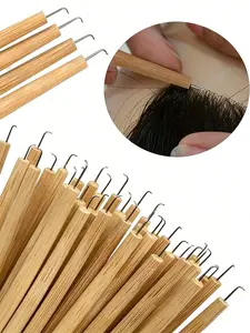 Wig Crochet Hook For Ventilating Lace Wig Making Tools Hair Extension Crochet Needle Hand Made Wig Ventilating Holder Wooden Handle Crochet Hook Hair Weaving Salon Hairdressing Tool, Salon Styling Tool, Salon Equipment