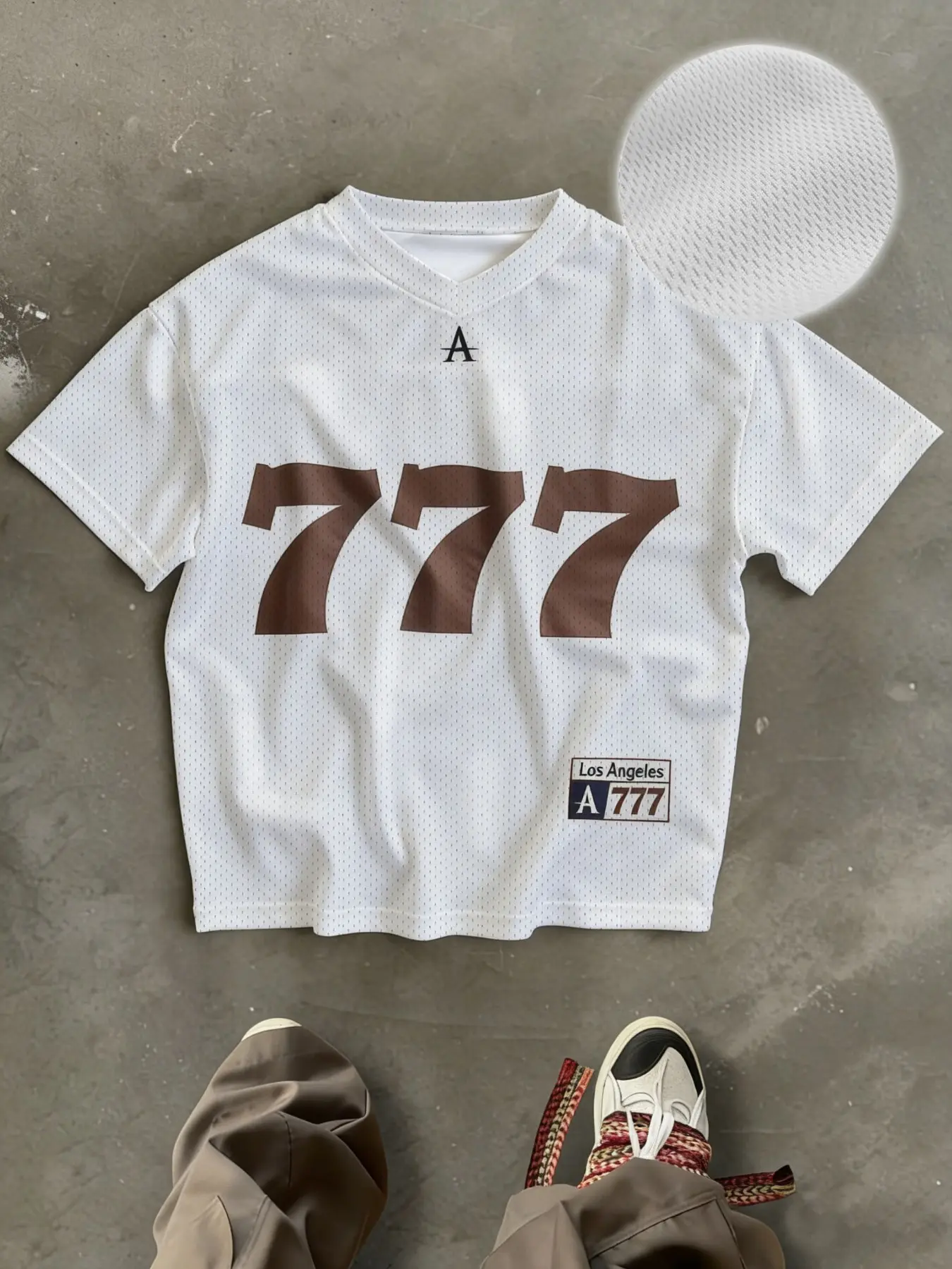 Breathable Mesh Los Angeles 777 Crop Jersey Top – Vintage V-Neck, Sporty Number Print, Casual Streetwear Fashion Statement Short Sleeve Tee, Perfect for Summer OOTD & Trendy Y2K Aesthetic Fits.