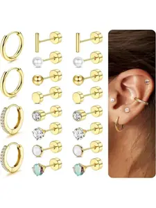 Hypoallergenic stud earrings, suitable for sensitive ears, 20g flat medical steel studs, small silver earrings, unisex set, niche fashion stud earrings, hoops, and jewelry accessories