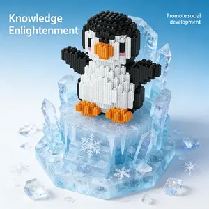 Cute Penguin 3D Puzzle Building Blocks Decoration, Bookshelf Home Office Cabinet Decor, Party Living Room TV Stand Display Gift