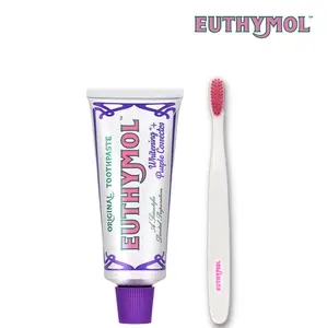 Euthymol Purple Whitening Toothpaste & Toothbrush Set (White)– Tone-up for Yellow & Sensitive Teeth, Instantly Brightens, Long-Lasting Fresh Breath, Korean Oral Care