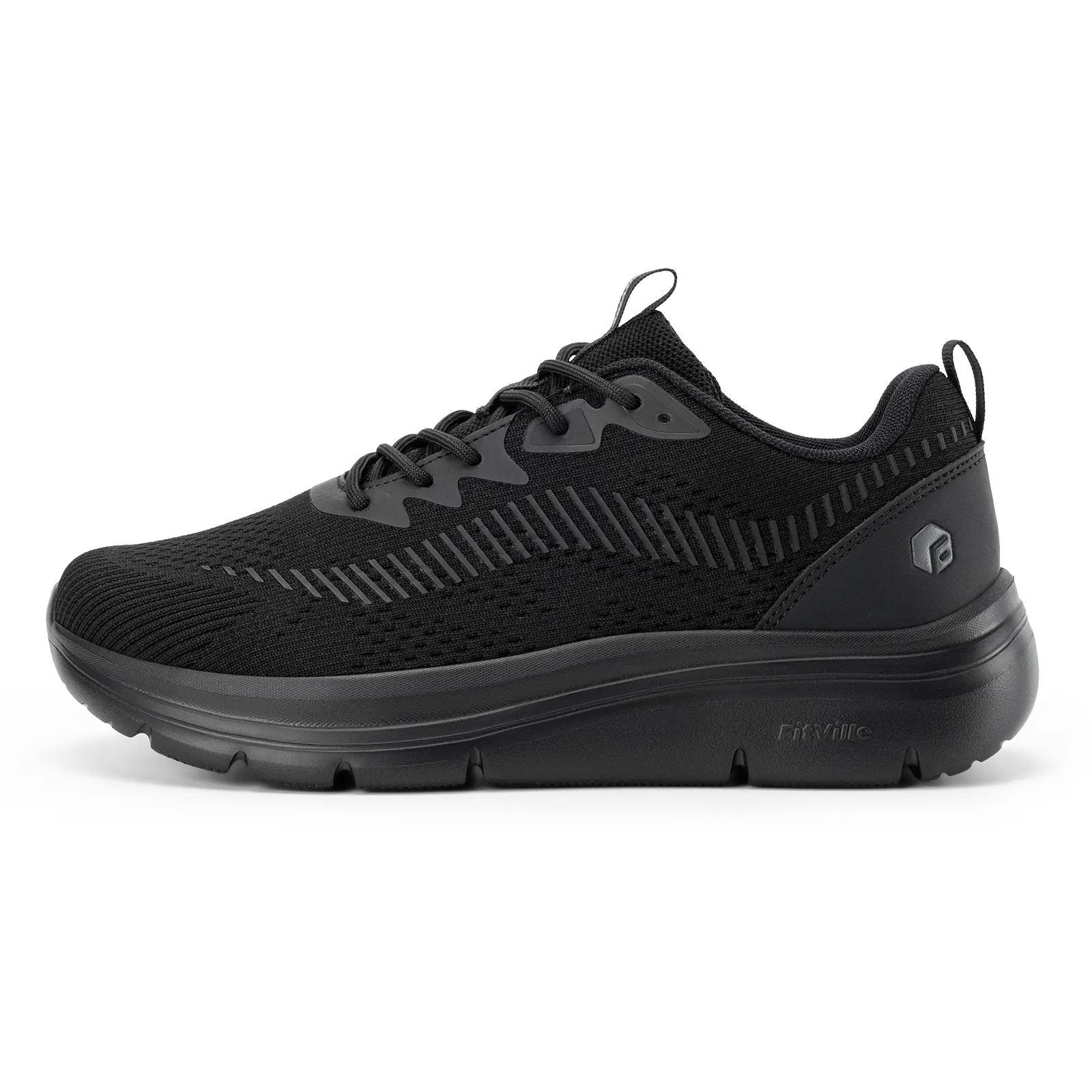 FitVille Men's 4E Extra Wide Orthotic Casual Trainers - Round Toe, Lace-Up Mesh Knit Cloud Wanderer V20 Footwear with Arch Support, Thick EVA, Widefoot Relief for Plantar Fasciitis, Walking Shoes, Daily Wear, Father's Day Gift Option, Breathable Light