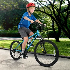 COSTWAY - Kids Mountain Bike 20 24 Inch Child Bicycle for Boys Girls Aged 8+ Years Old Blue-24 Inch