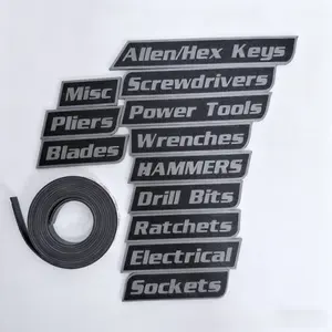 12-Pack Tool Box Magnetic Labels, Toolbox Labels, Heavy Duty 3D Printed Magnetic Tool Organizer Labels, Suitable for Hammers, Sockets, Wrenches, Screwdrivers, Pliers, etc, Strong Magnetic Force, Workshop Organization, with Adhesive Backing