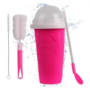 Slushy Cups - Slushie Maker for any drink Portable and Double Layer Slushie Maker Cup for DIY Drinks Milk Shake Kitchen Reusable Straw Mug Utensils Spoon Drinkware Water Bottles Kids Tumbler