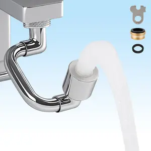Hibbent 1440° Swivel Faucet Extender, Metal Rotatable Sink Faucet Aerator with Brass Extension, Dual Function 2 Modes Kitchen & Bathroom Sink Sprayer, Faucet Attachment for Gargle/Eye/Face Washing