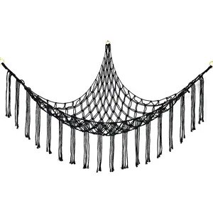 New Upgrade Stuffed Animal Hammock Corner, Hand-knitted Large Plushie Net Toy Hammock with Wooden Rings | Boho Cute Stuff Animal Storage for Nursery & Bedroom | Mesh Kids Toy Organizer Holder Nursery Room Decor