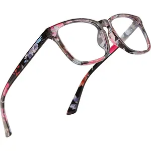 RESJOK Floral Reading Glasses Square Frame Reading Glasses, Anti-blue Light Reading Glasses for Women & Men, Fashion Eyeglasses for Women & Men, for Work, Daily Clothing Decor