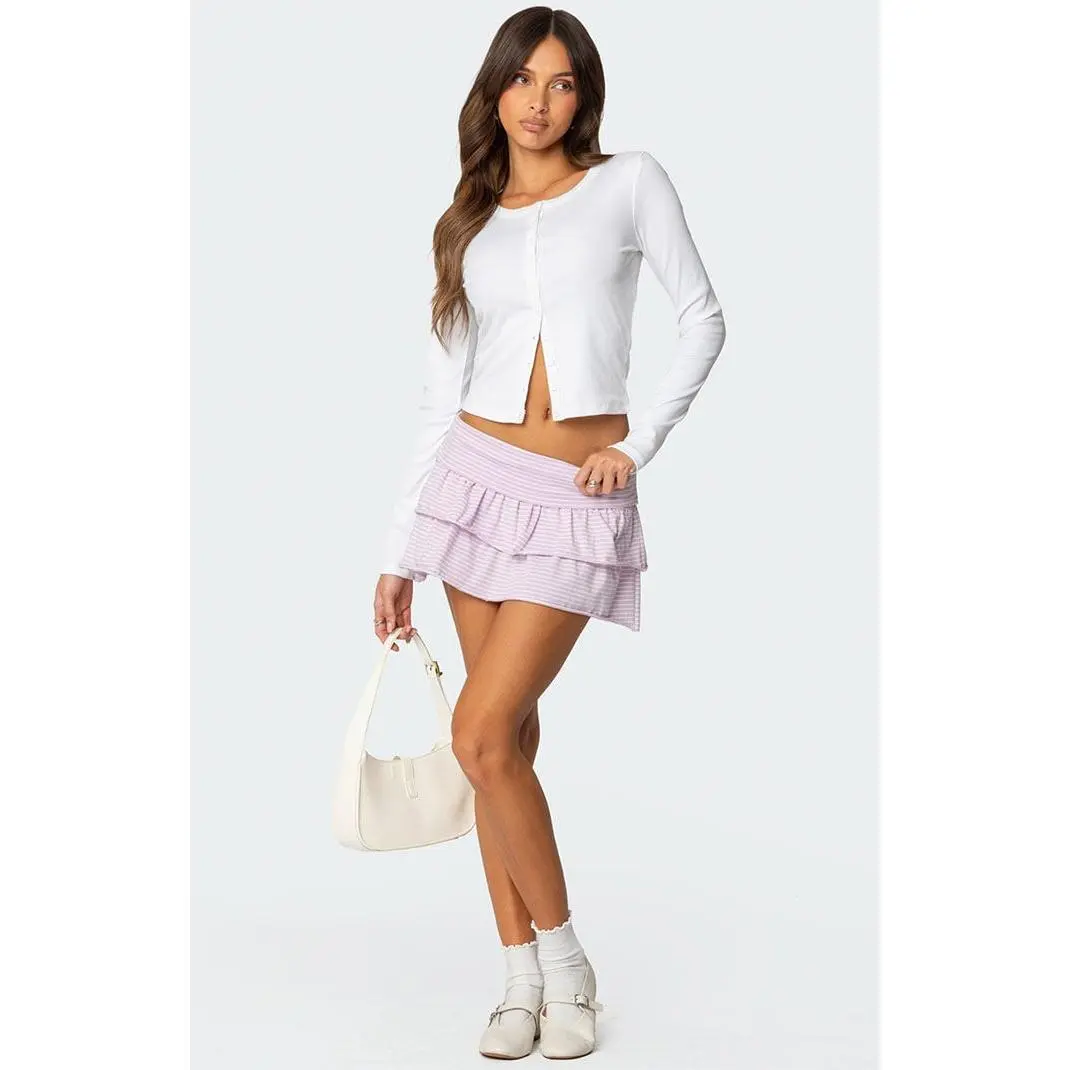 Edikted Women's Lexie Ruffle Striped Mini Skirt - Multicolor