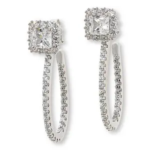 Radiance by Absolute™ Square Halo Convertible Stud Hoop Earrings