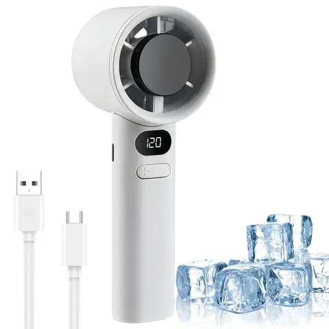 LMMAKE 1PC Portable Handheld Fan - 120 Infinite Speeds, USB Rechargeable with USB Port, Digital Display, Precision Airflow Control, Multiple Colors, Desk/Outdoor Use, Rechargeable Personal Fan
