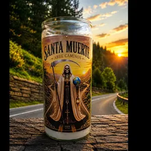 Holy Death 7 Colors Road Opener Candle (Santa Muerte Abre Caminos) Prepared 14-Day Candle