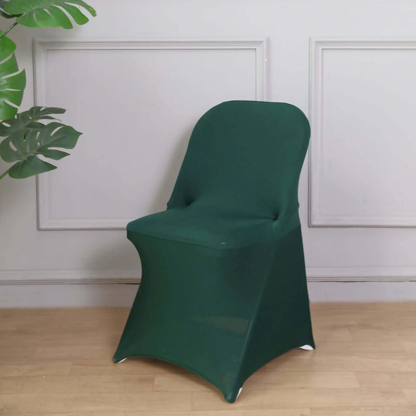 Hunter Emerald Green Stretch Spandex Folding Chair Cover - 160GSM Durable Fitted Elastic Slipcover for Parties, Elastic Chair Covers, Party Chair Covers