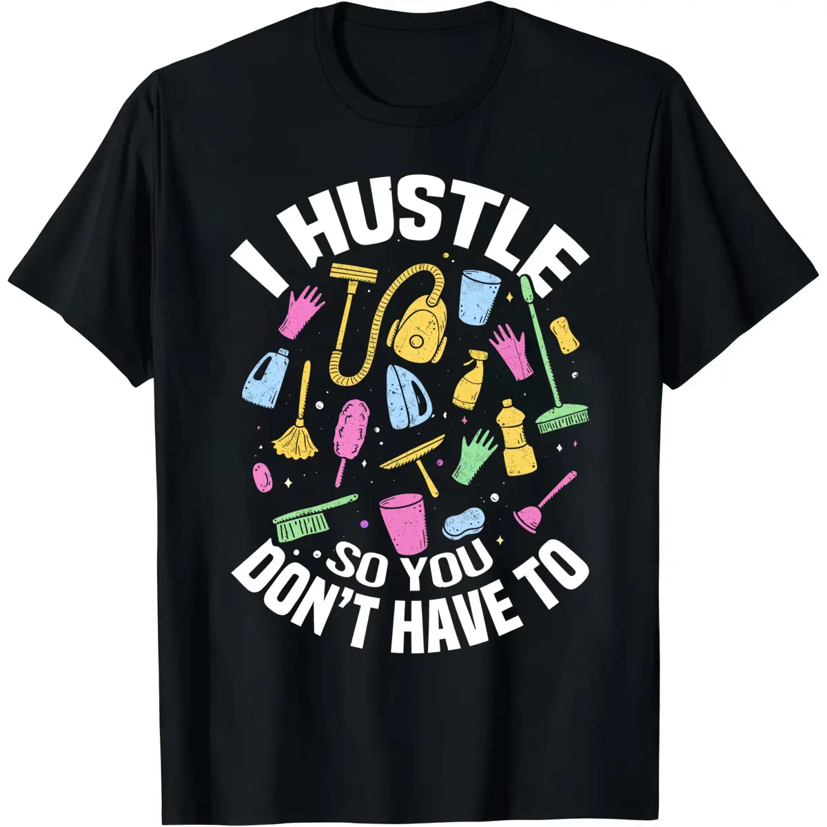 Men's Funny Housekeeper Graphic Print Crew Neck Short-Sleeve T-Shirt, Soft Basic Everyday Streetwear Top for Casual Wear, All Seasons Menswear, Available in 2XL-3XL, Skin-Friendly, Machine Washable