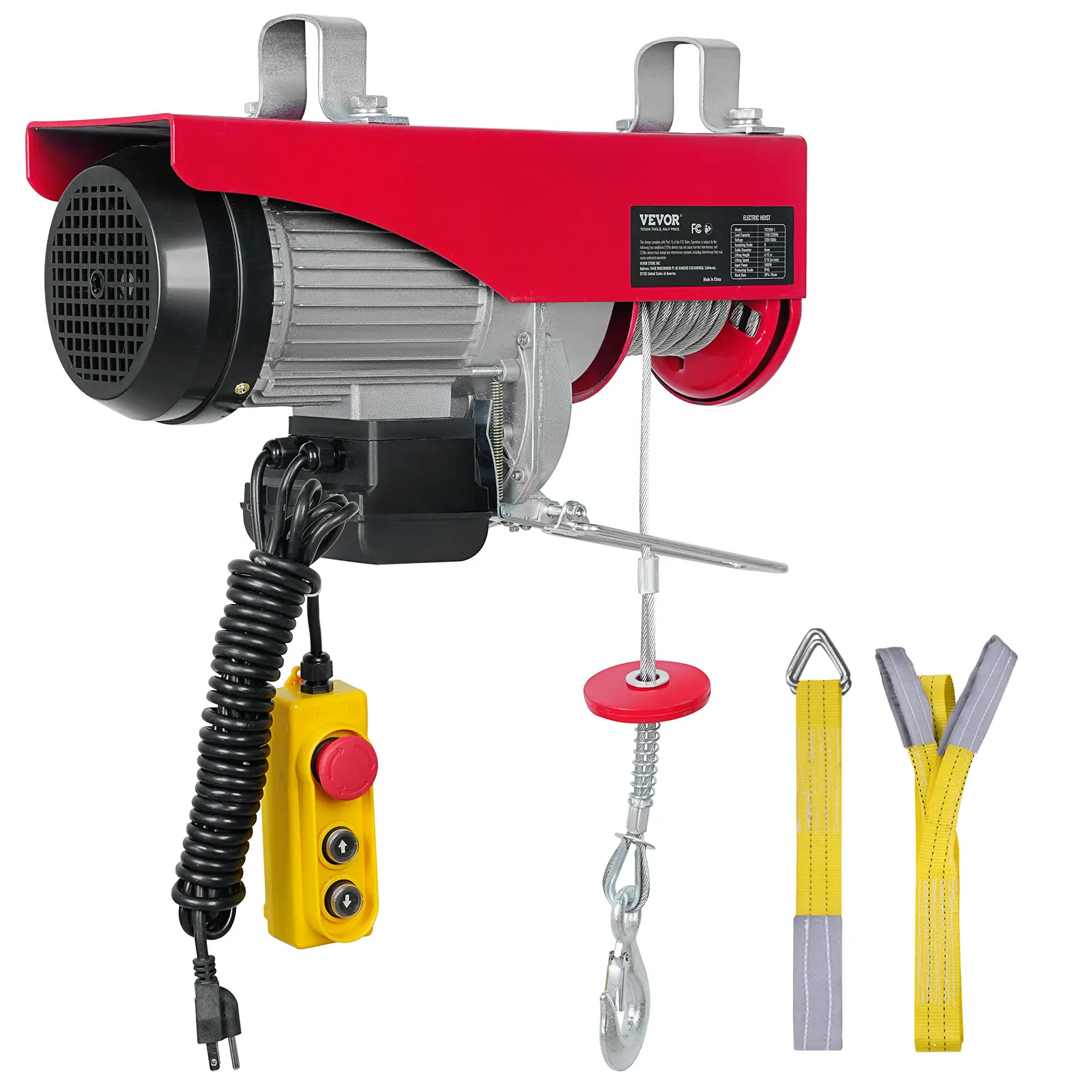 【Summerfinds】VEVOR 2200lb Ceiling Mount Electric Attic Lift Hoist - 1600W Strong Pull Pure Copper Motor, 110V, 14ft Wired Control, 40ft Single Cable Lifting Height, No Remote, Double Lines, Electromagnetic Brake Sys, Emergency Stop Switch for Garage, Ware