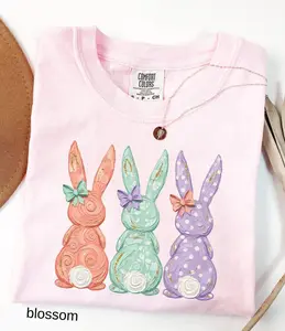 Comfort Colors Retro Easter Bunny Shirt, Coquette Bow Spring Womens Easter Shirt, Happy Pastel Easter Mama Shirt