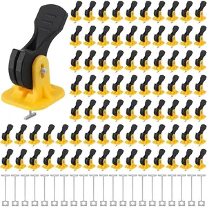 Tile Leveling System Kit 200  Tile Spacers + 200 1/16'' Replaceable Spare Steel T-pin, Leveling Clips Fit 8-12mm Floor Compounds Set for Wall & Floor (Yellow)