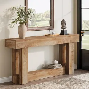 Tribesigns 63-Inch Wood Console Table for Living Room and Entryway, 2-Tier Farmhouse Design