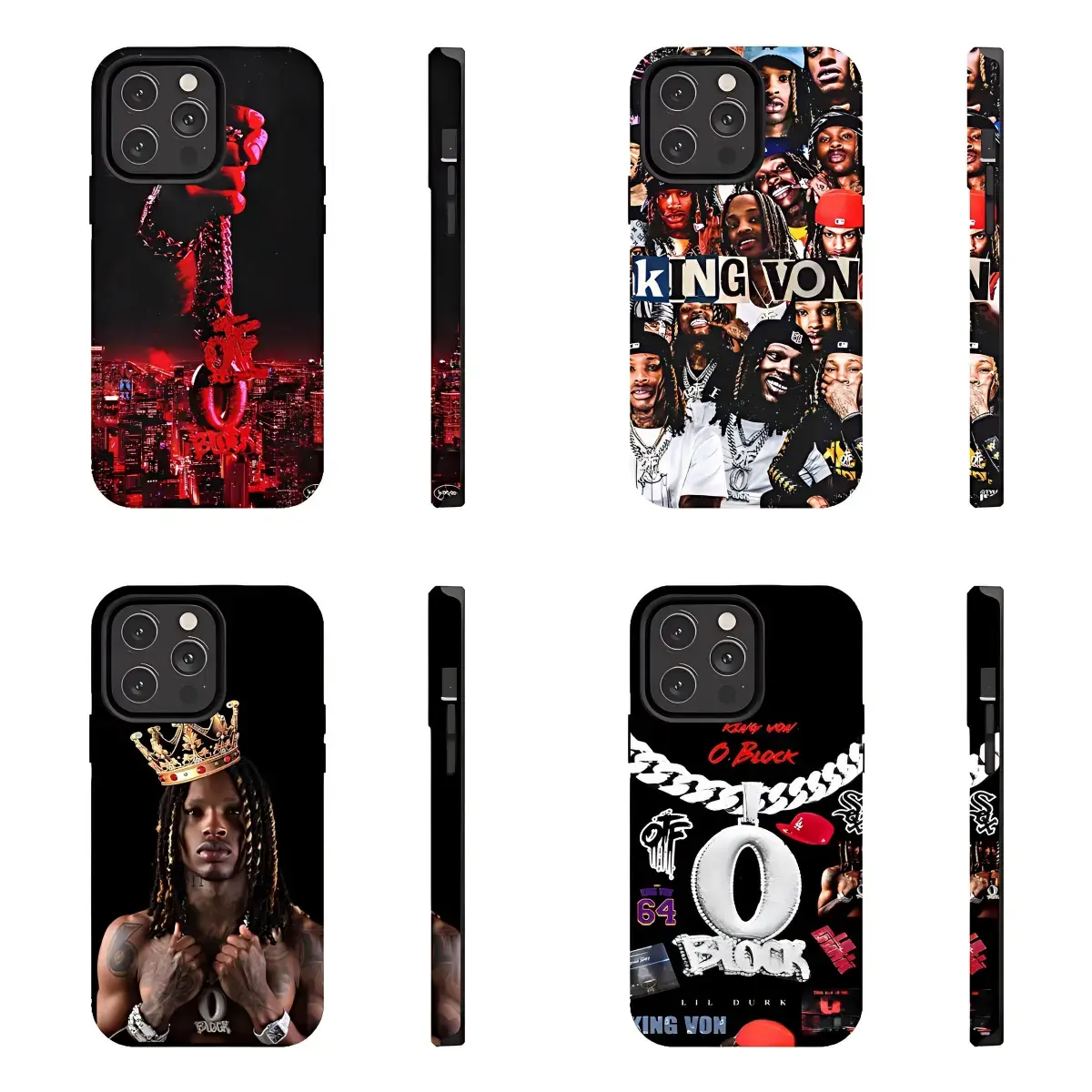 King Von OTF O-Block Rapper Collage Smartphone Case - Hip Hop Fans Accessory with Protection, Resistance Bumper, Flat Print, Gloss Finish, Custom-Fit for iPhone 17/16/15/14/13/12/11 Pro Max Plus, Core Drill Vibe Shield, Handheld Cover, Hip Hop Fan Gift