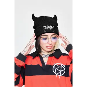 Graveyard Devil Horn Beanie - Black