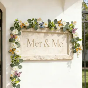 Spring Artificial Rose Butterfly Daisy Wreath, Artificial Flower Wreath, Decorative Flower Wreath, Summer Colorful Floral Garland, Faux Floral Garland, Door Hanging, Outdoor Indoor Home Yard Patio Decoration