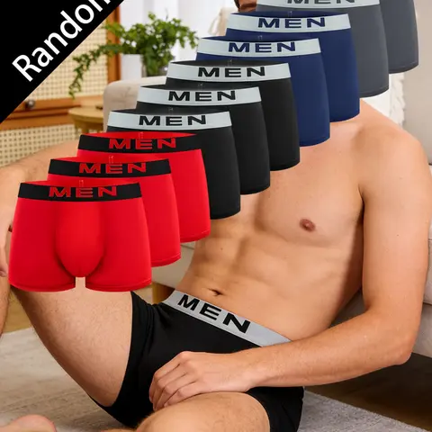 10 pcs Boxer Briefs Pack men's flat cornered, four cornered underwear, fashion and comfort, Lightweight sports, Athletic underwear, loose and casual, Casual, Suitable for all seasons, at home, Sportswear, Activewear, Menswear