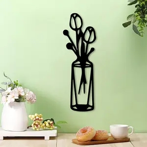 1 Piece Retro Black Metal Vase Wall Decor, Home decorative vase - Tall Cylindrical Shape, Suitable for home areas - Serves as a Focal Point for Home Decoration - Includes Easy-Install Hardware, Rustic Charm, Durable Material Cylinder Vases