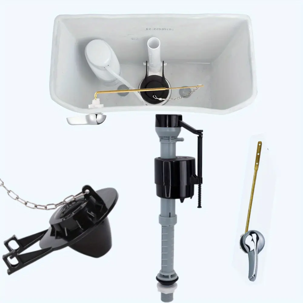 1 set Universal Toilet Tank Replacement Kit, Include Toilet Fill Valve, 2 Inch Low Flow Toilet Rubber Flapper, Side Mount Toilet Flush Brass Handle