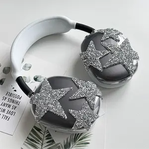 3 in 1 Silicone Case for Airpods Max Wireless Headphones Cases Skin Protective Cover Flash Drill Star Pattern Covers Accessories