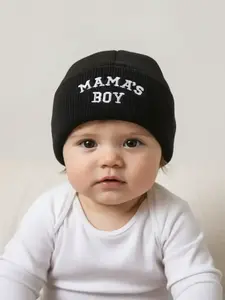 Newborn Knit Hat with Letter Embroidery, Warm Winter Beanie for Infants, Suitable for Outdoor Use, Casual Style for Daily Commute, Bonnet