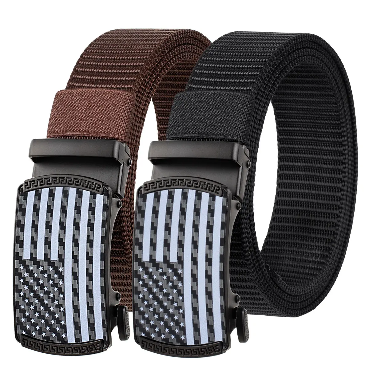 Ratchet Belts for Men - Casual Web Nylon Mens Belt 1 3/8" - Automatic Adjustable Buckle Fit Jeans