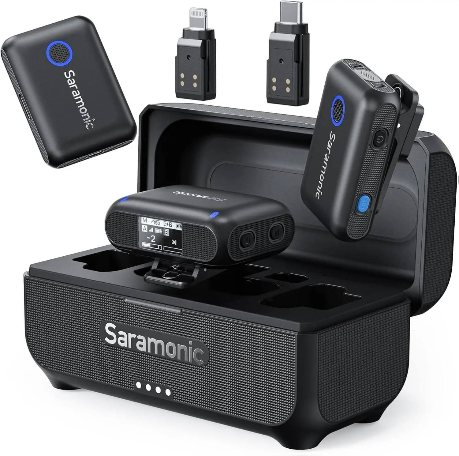 Saramonic BLINK500B2+ Wireless Lavalier Microphone for iPhone Android Type-C Smartphone Camera, 492ft Range, 20h Battery Life, Clip on Wireless Lapel Mic for Live Streaming Video Conference Recording