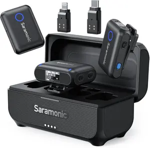 Saramonic BLINK500B2+ Wireless Lavalier Microphone for iPhone Android Type-C Smartphone Camera, 492ft Range, 20h Battery Life, Clip on Wireless Lapel Mic for Live Streaming Video Conference Recording