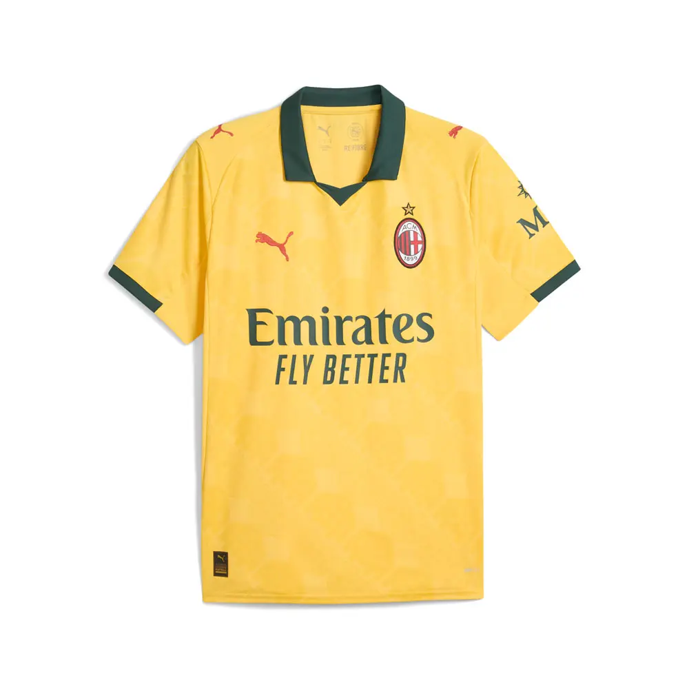 PUMA Mens Ac Milan Third Collared Short Sleeve Jersey Replica Casual - Yellow