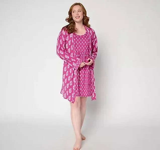 MUK LUKS Tank Chemise with Coordinated Robe