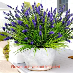 Artificial Plants Outdoor, 22 Pcs Fake Flowers UV Resistant, Decorative Flowers, Plastic Faux Lavender Flowers Artificial Flower Set for Porch Garden Planter Yard Window Box
