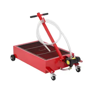 Garvee 20-Gallon Electric Drain Pan with 12V 8-Foot Hose, 4-Wheel System Including 2 Locking Casters, and Folding Handle - Ideal for Oil Changes in Trucks, RVs, Buses, and SUVs - Red