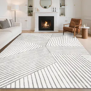 Modern Geometric Bedroom Rug Soft Indoor Vedside Rug Washable Area Rug Ultra-thin Non-slip Foldable for Dining Room Playroom Office Apartment Living Room Children's Room