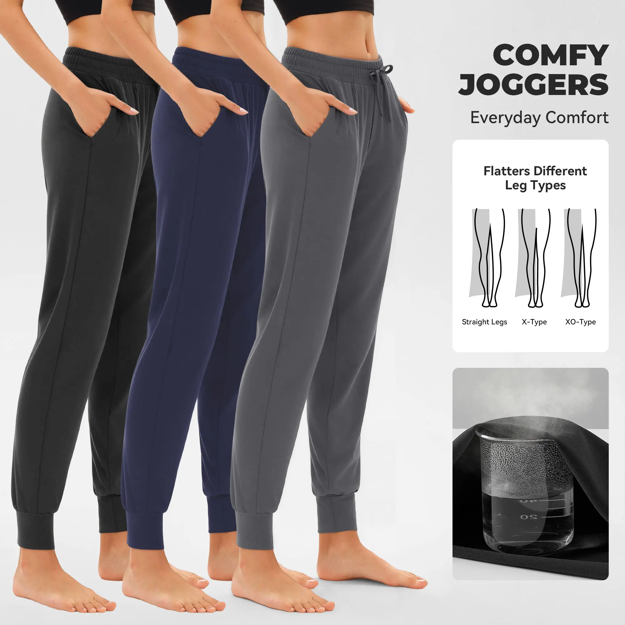 SHOWITTY 1/3 Pack Women's Plus Size Joggers with Pockets - Workout Comfy Sweatpants for Yoga Lounge#SummerWins#DealsForYouDays