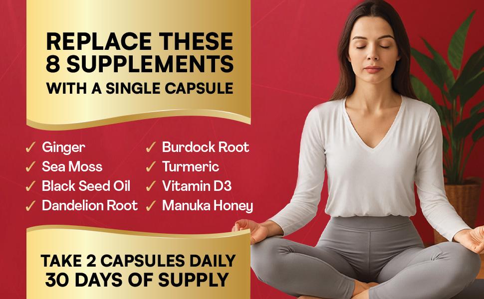 PARROX Ginger Multivitamin Supplement - Overall Wellness and Dietary Support - 16+ Extra Strength Ingredients - 60 Veggie Capsules - Made in USA