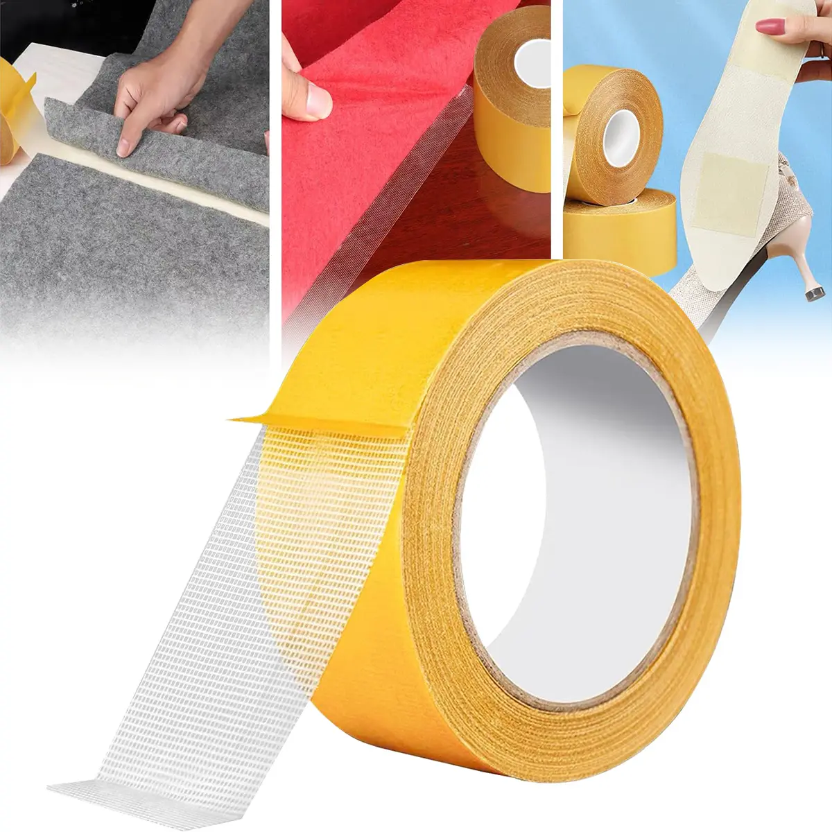 2 Rolls Double Sided Painters Masking Tape 1.97 Inch x 66 FT Yellow Painters Tape Plastic Sheeting Containment Tapes for Painting Poly Hanging Tapes for Painting Remodeling DIY Protection