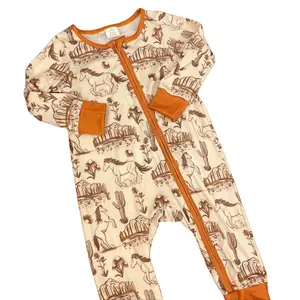baby boy clothes  baby western fashion horse newborn boy winter romper zipper sleep wear newborn  pjs