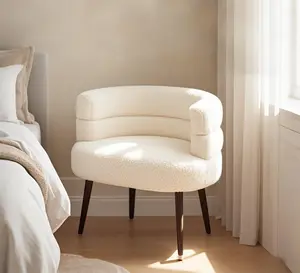 Vanity Chair,Comfy Flannel Chair,Makeup Chair,Vanity Chair with Back,Furry Arm Chair,Office Furniture,White Office Chair,Chair for Bedroom/Living Room/Dressing Room/Home Office cute