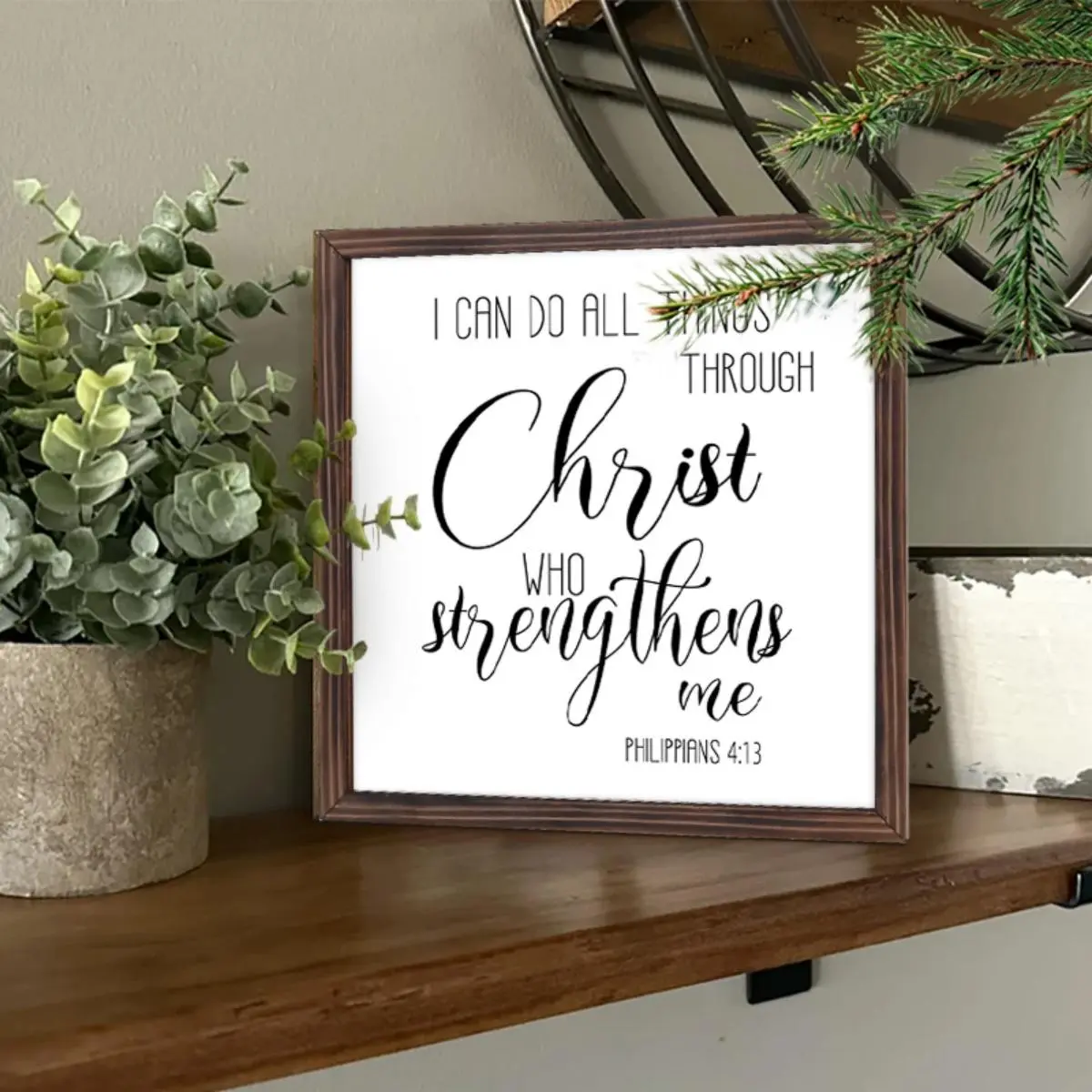 Bible Verse Inspiration Wooden Photo Frame, Picture Frame, Rustic Wall Decor, Tabletop Decorative Ornament, Christian Foyer Decor, Living Room Bedroom Decor, Home Decoration