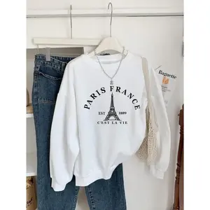 Paris Eiffel Tower Graphic Pullover Sweater, Stylish Women's Casual Wear, Warm Comfortable Fabric, Perfect for Daily & Commuting Use
