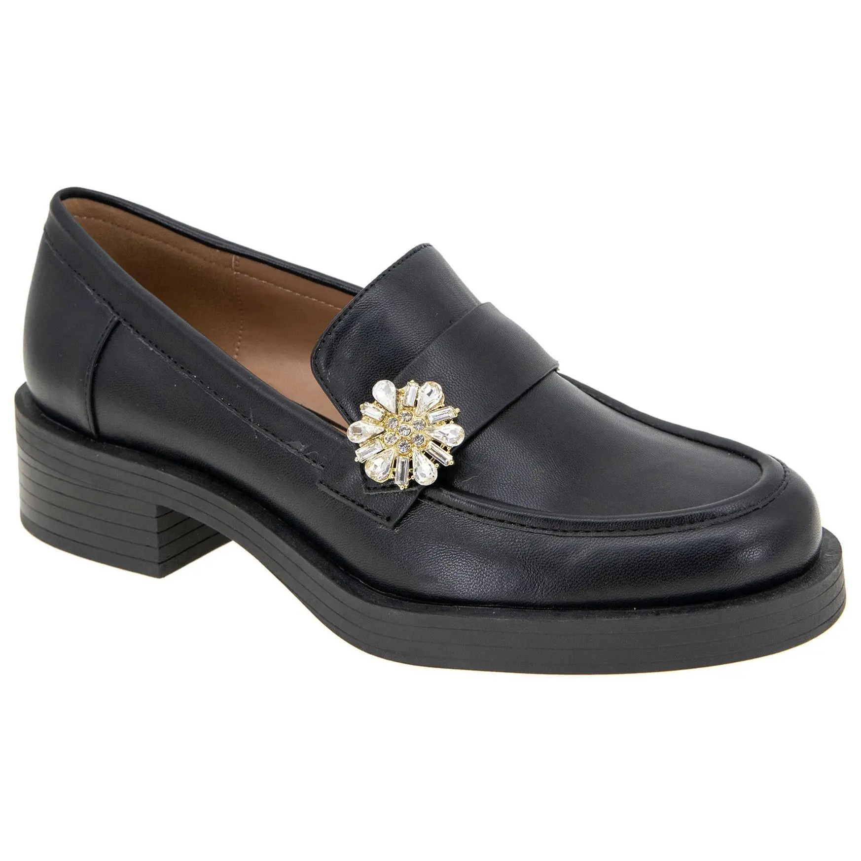 BCBGeneration Heeled Loafer with Rhinestone Broach- Colin